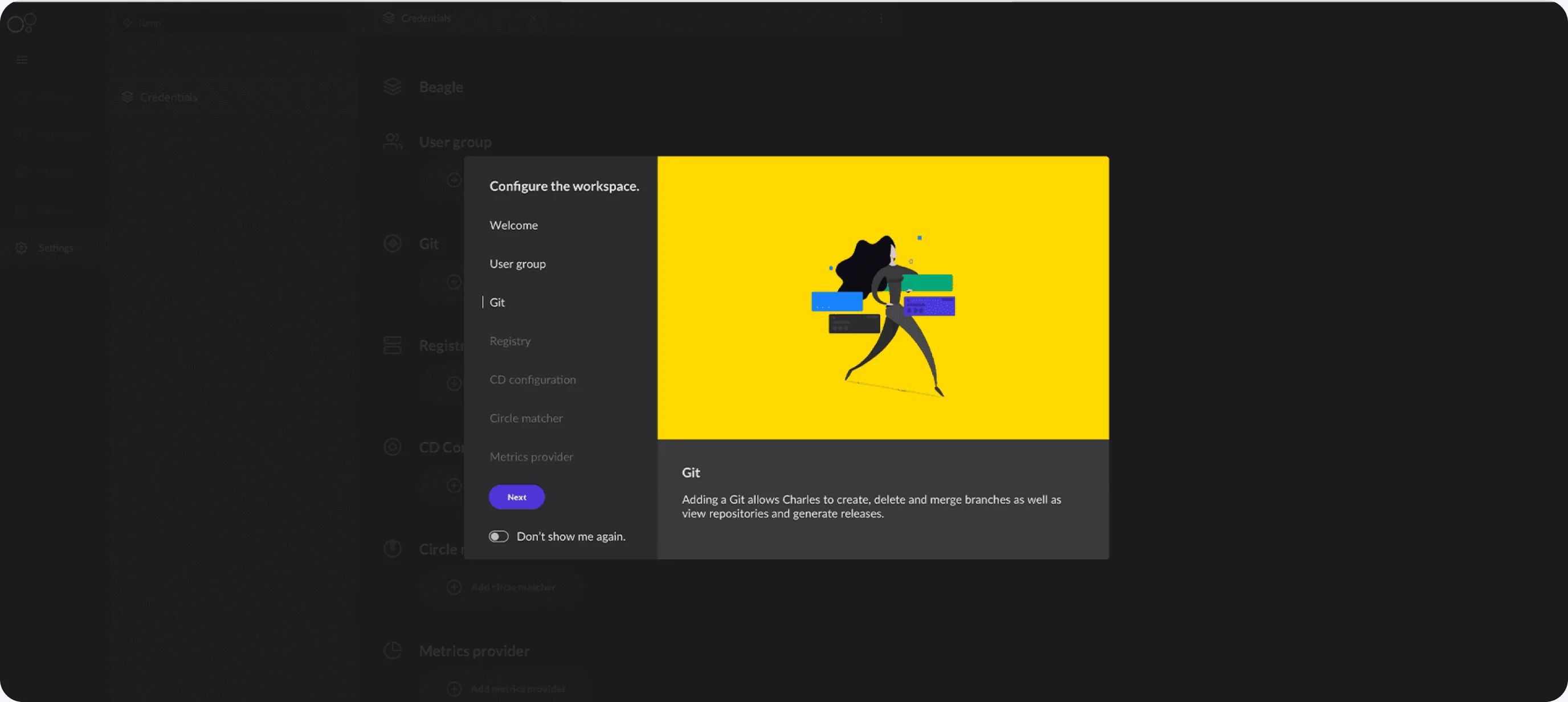 CharlesCD credentials settings screen