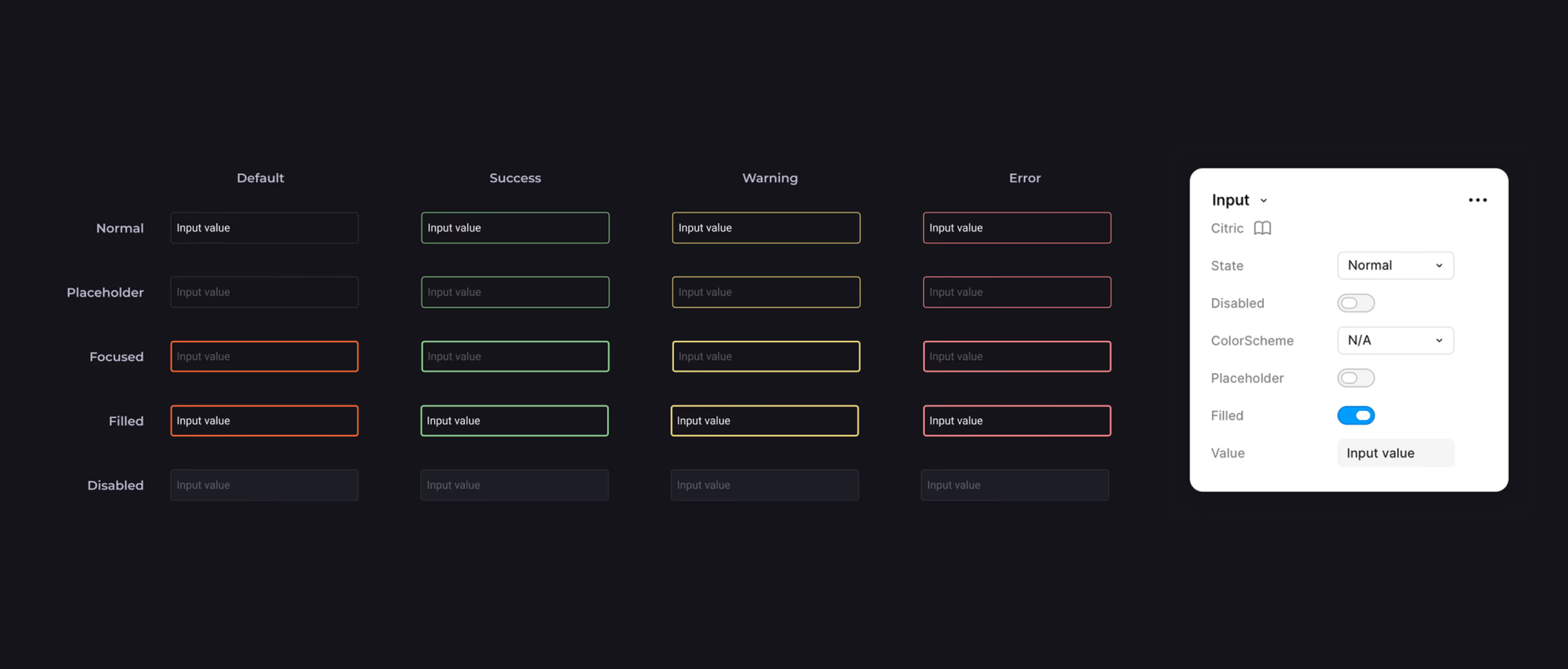 Input field states and variants