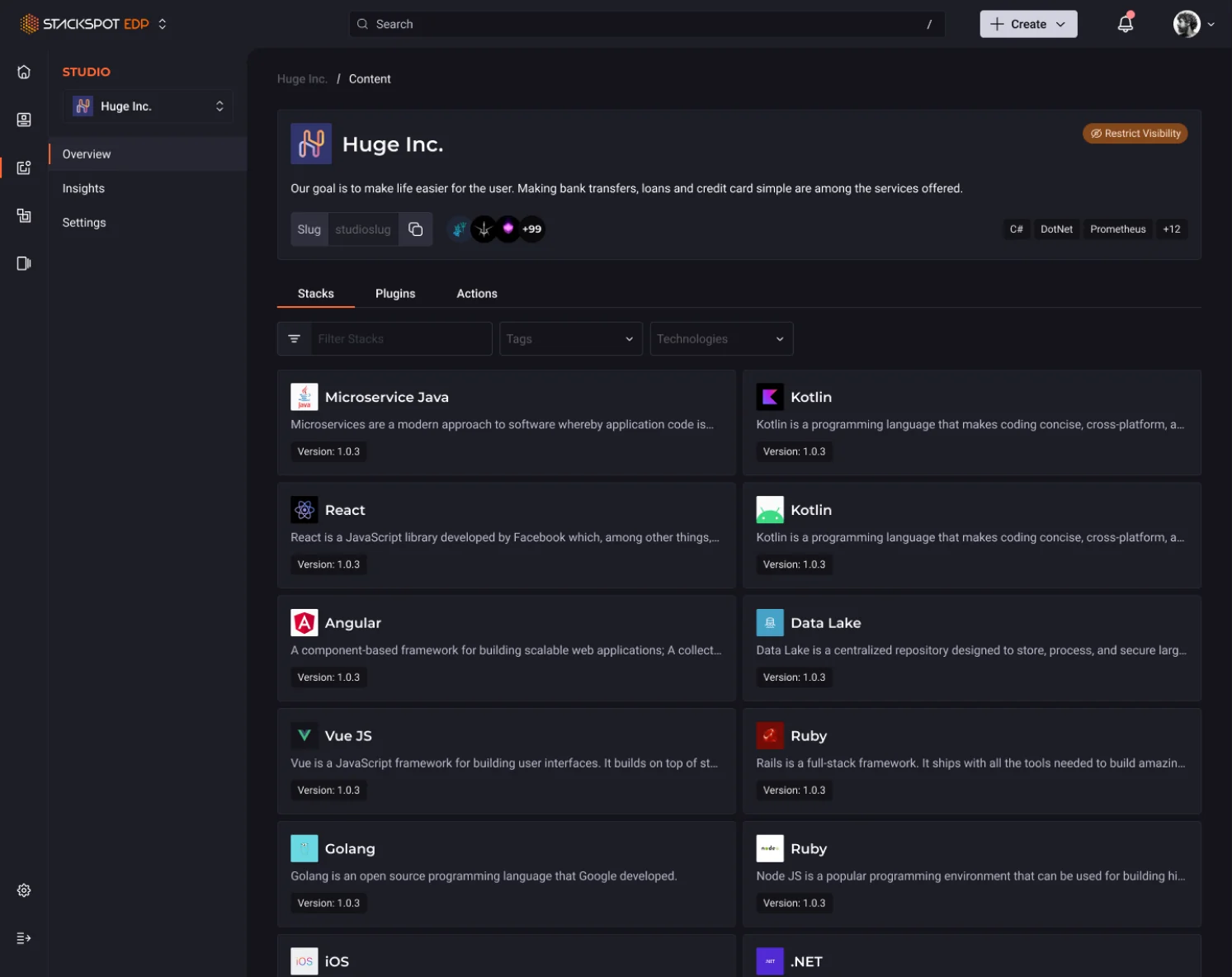 Stacks page assembled with Citric components