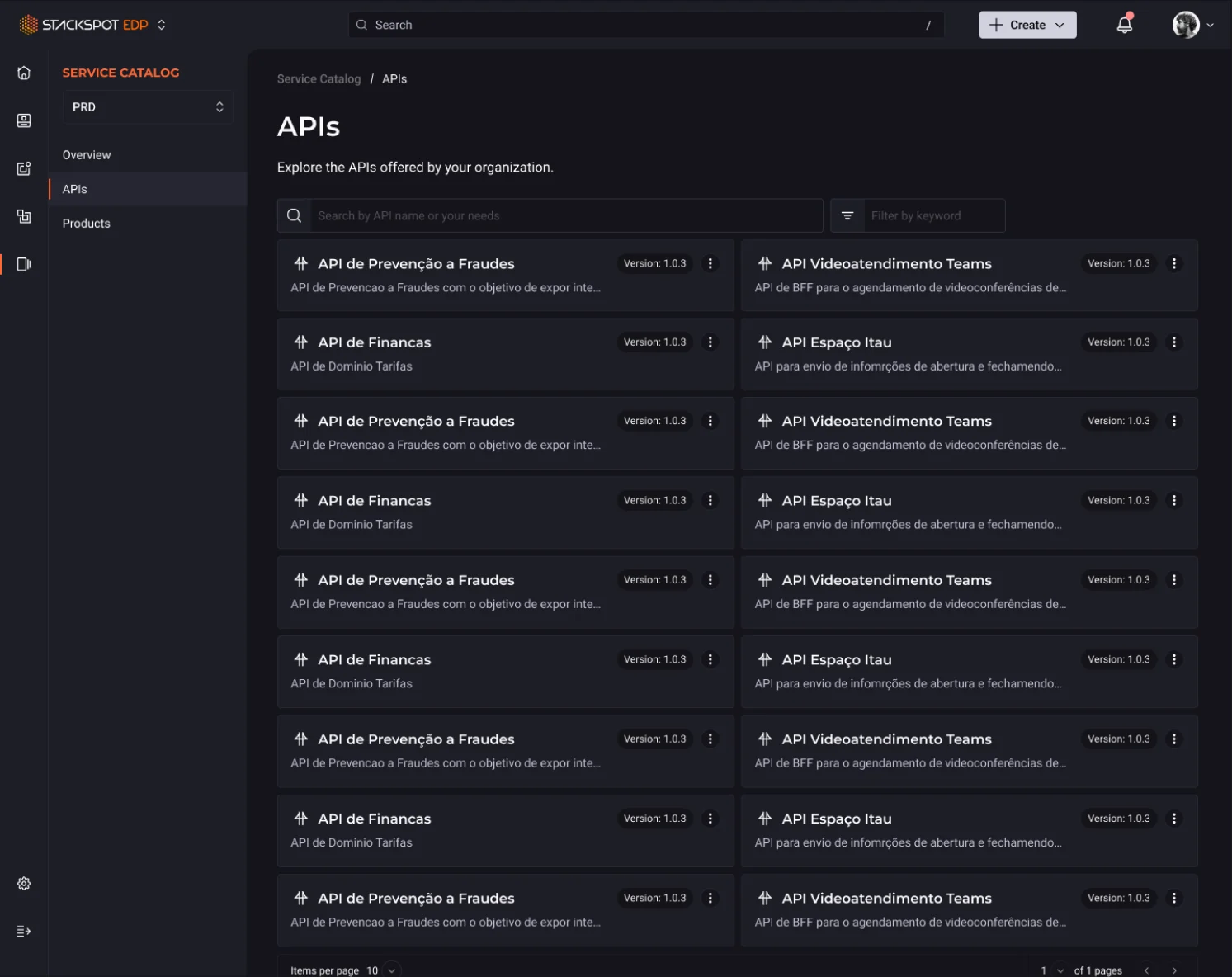 Service Catalog page assembled with Citric components