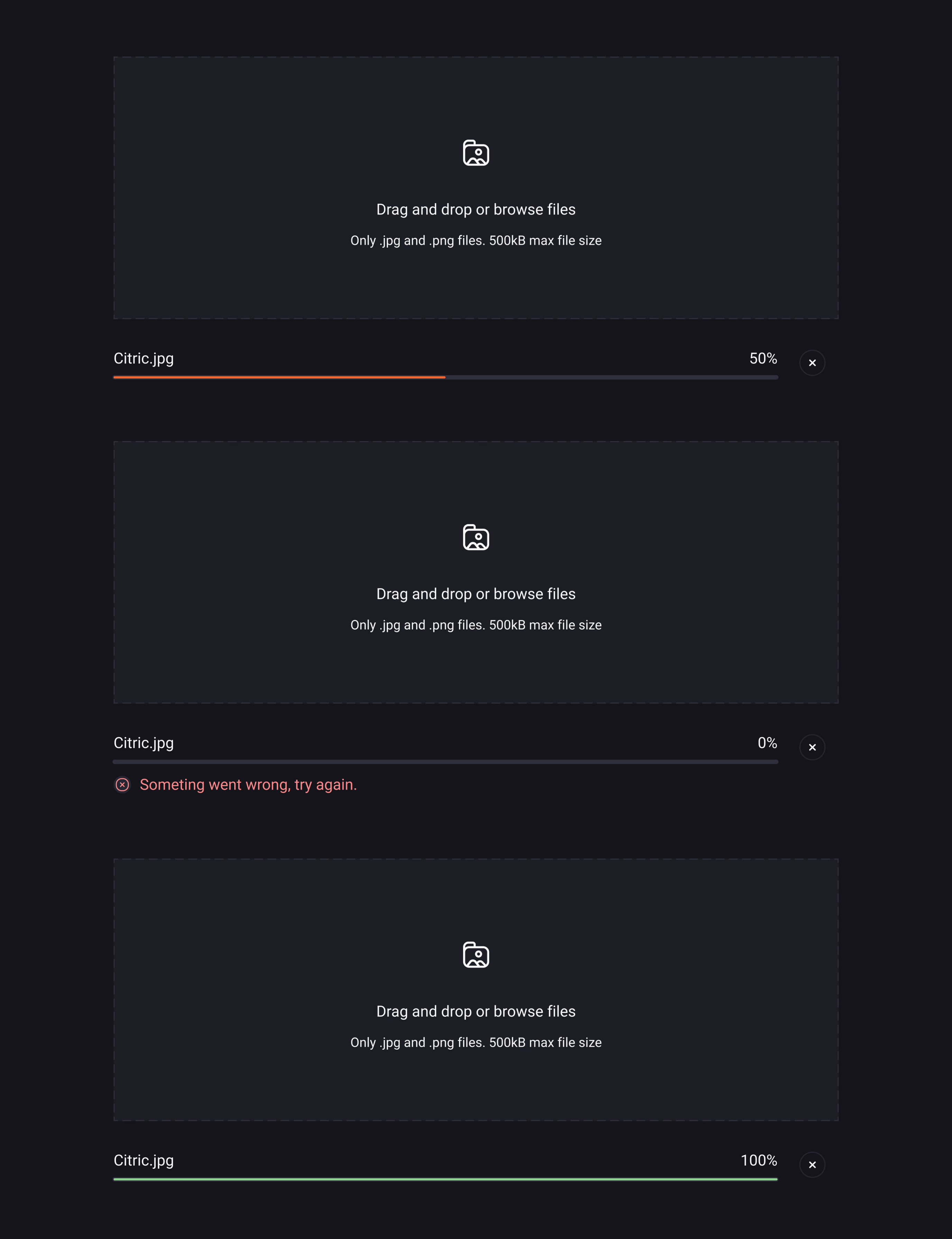 File upload states