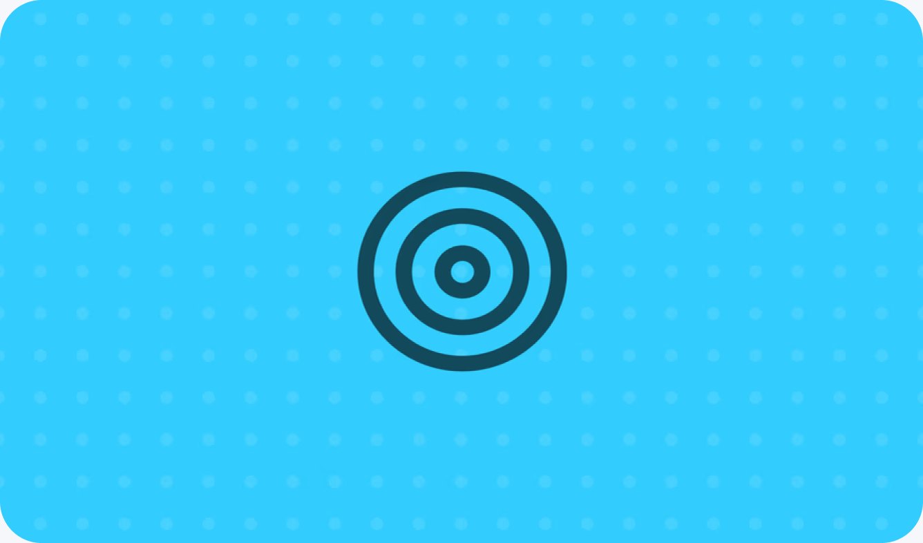 Target illustration on a cyan card