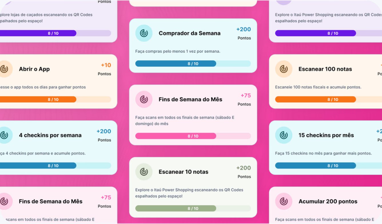 Mission cards over a pink backdrop