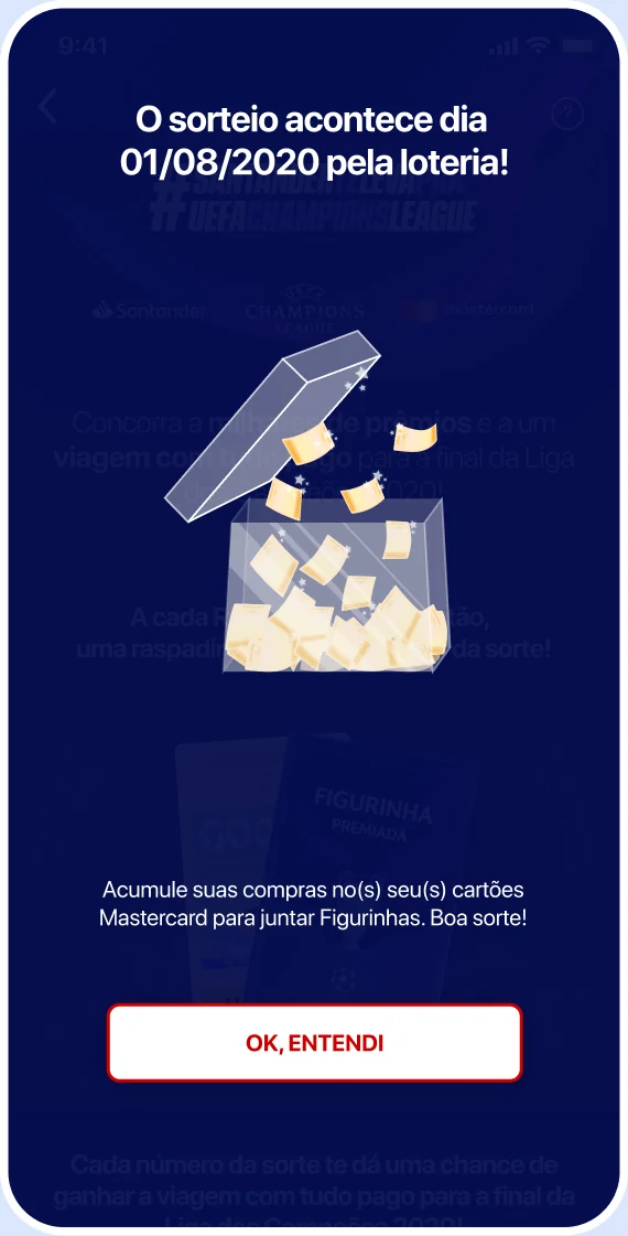 Scratch card flow, screen 3: prize revealed