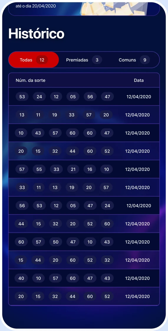 History flow, screen 3: prize details